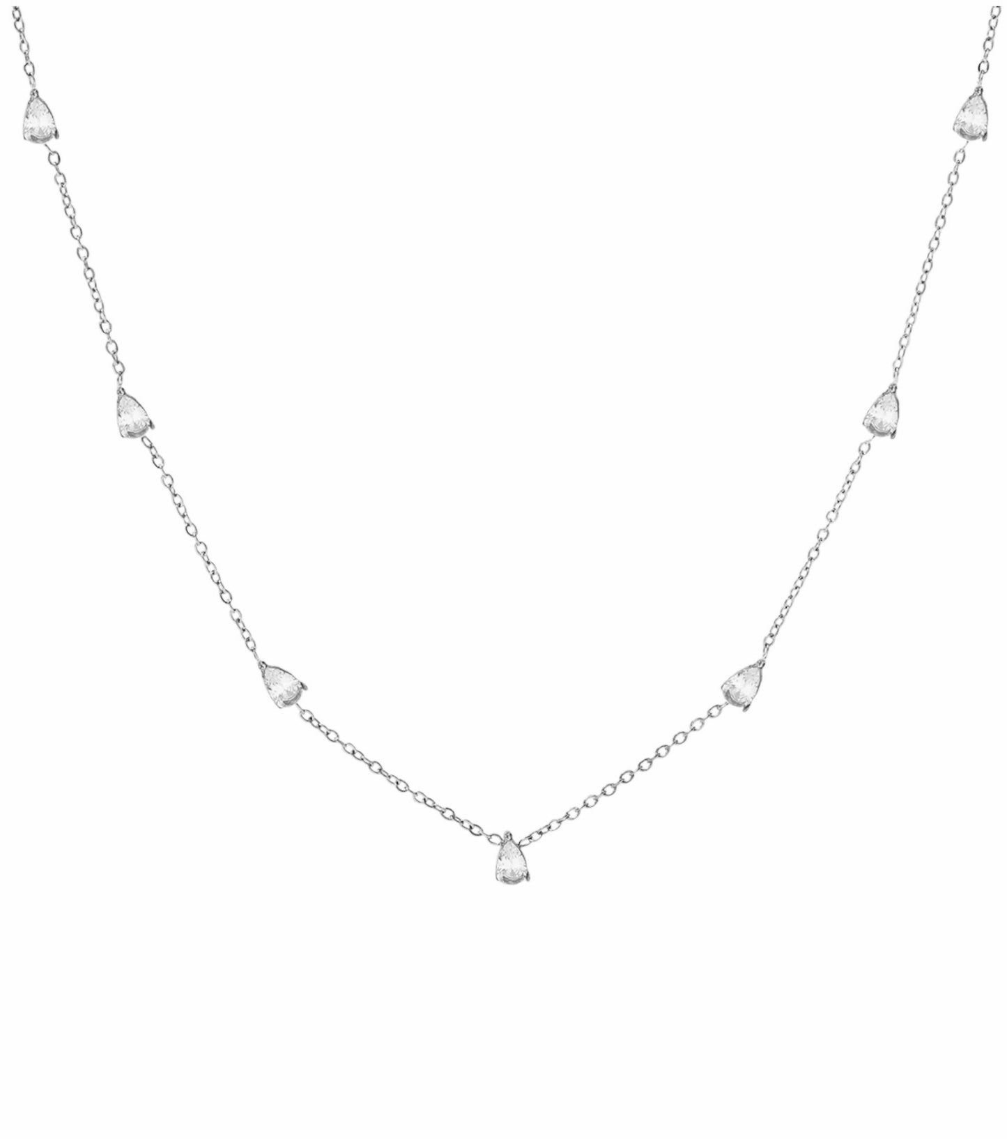 Stålhalsband med CZ 41+5 cm