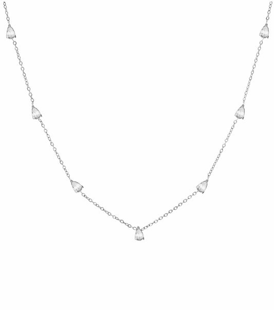 Stålhalsband med CZ 41+5 cm