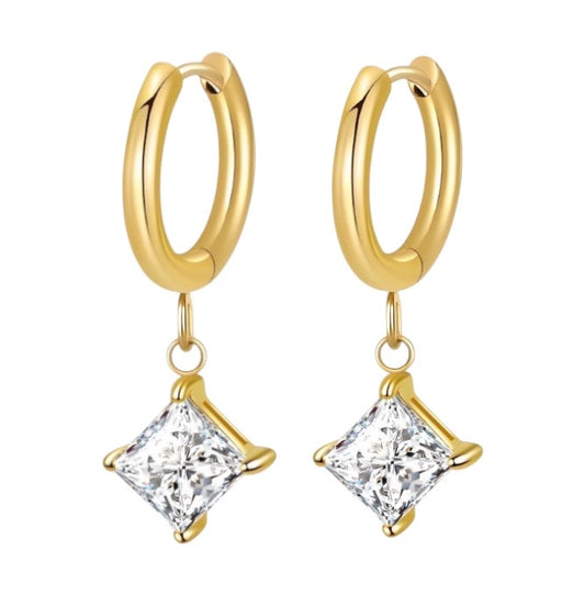 Stålörhängen med 18K förgyllning och CZ 30MM