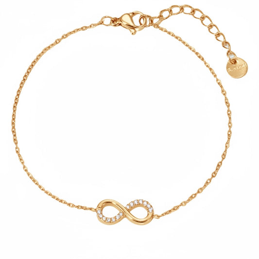 Stålarmband med 18K förgyllning och CZ 16.5+3 cm