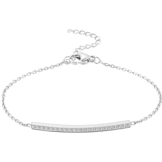 Stålarmband med CZ 15+4 cm