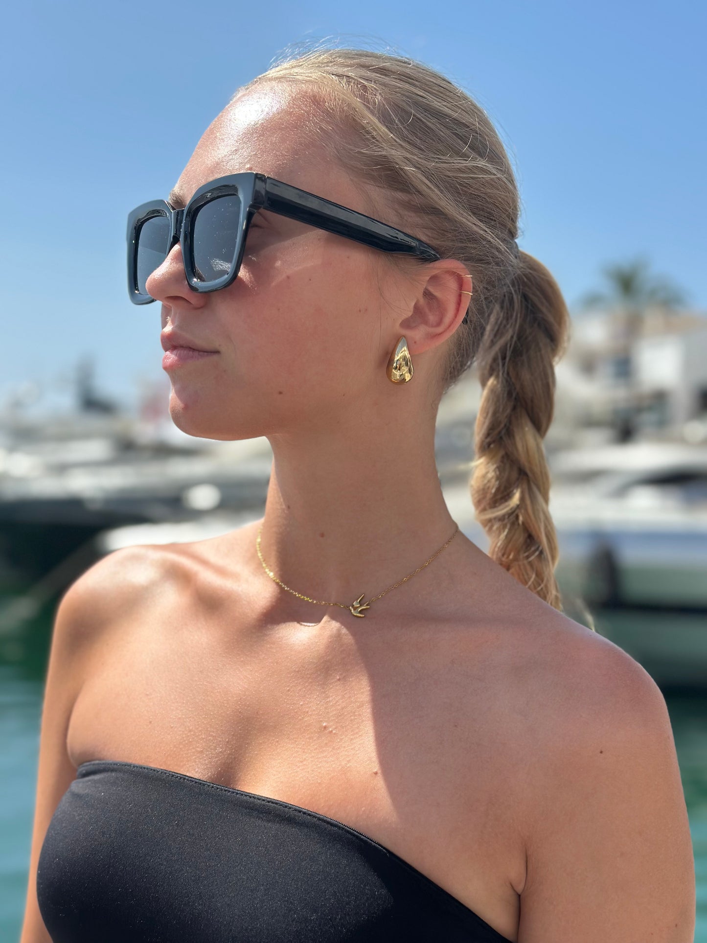 Stålhalsband med 18K förgyllning 38+5 cm