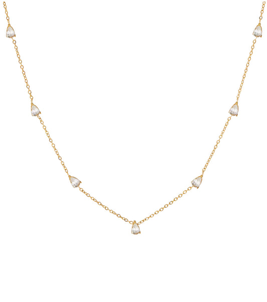 Stålhalsband med 18K förgyllning och CZ 41+5 cm