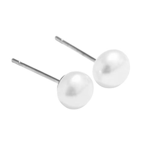 Stålörhängen med Sötvattenpärla 8MM