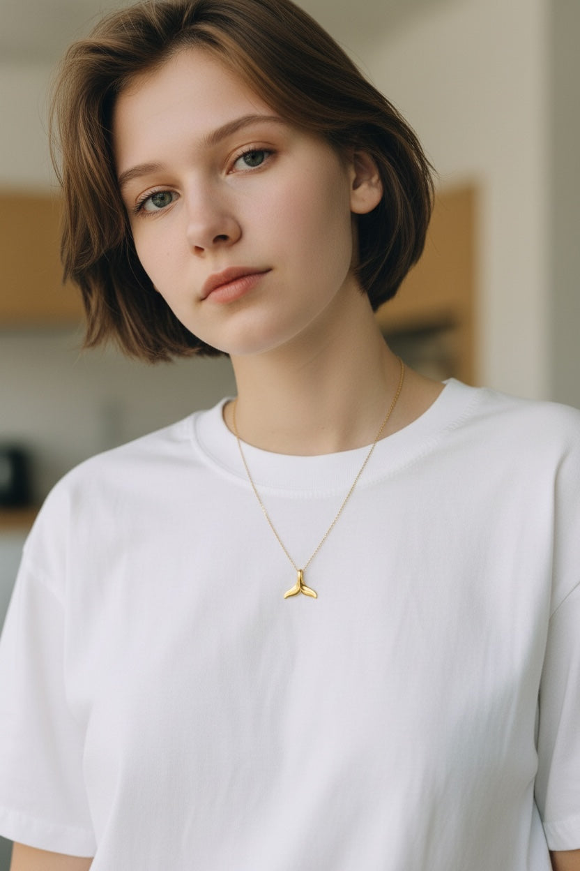 Stålhalsband med 18K förgyllning 41+5 cm