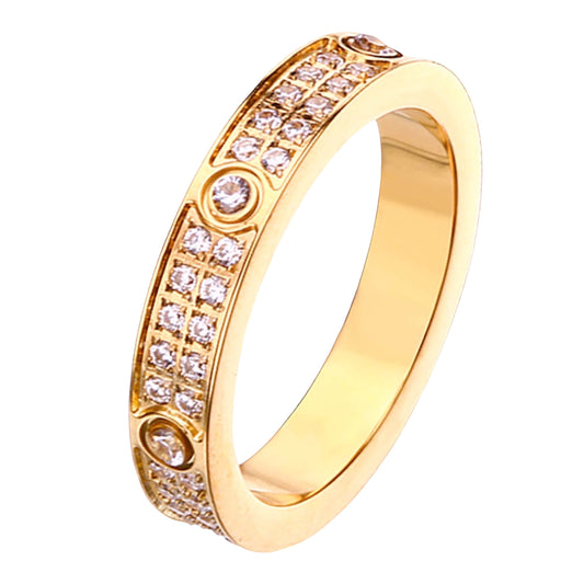 Stålring med 18K förgyllning och CZ (4MM)