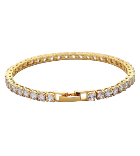 Stålarmband med 18K förgyllning och CZ 16CM /17CM / 18CM / 19CM (4MM)