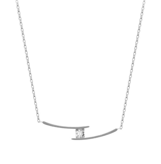 Stålhalsband med CZ 40+5 cm