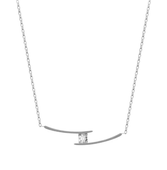 Stålhalsband med CZ 40+5 cm