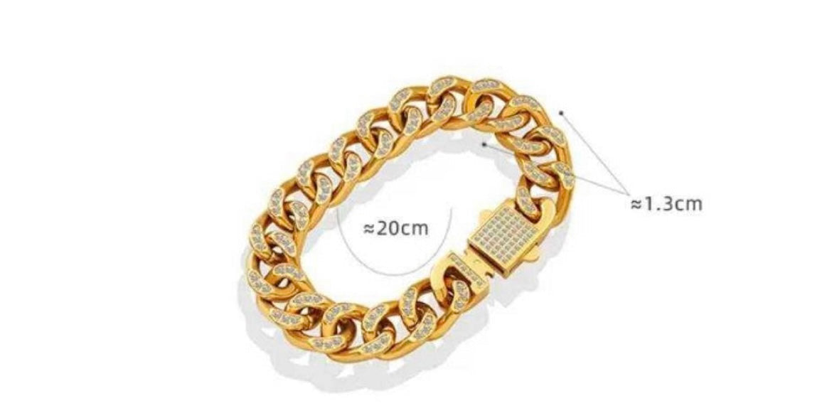 Stålarmband med 18K förgyllning och CZ 20 cm