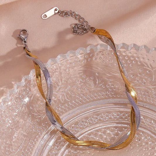 Stålarmband med 18K förgyllning 15+5 cm