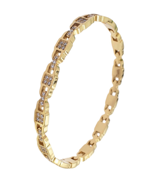 Stålarmband med 18K förgyllning och CZ 4MM