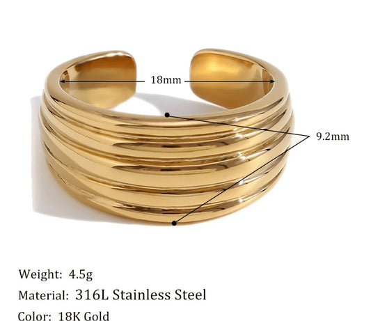 Stålring med 18K förgyllning - Reglerbar