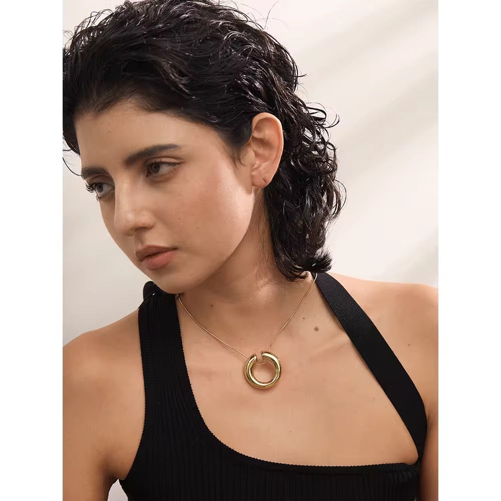 Stålhalsband med 18K förgyllning 40+5 cm