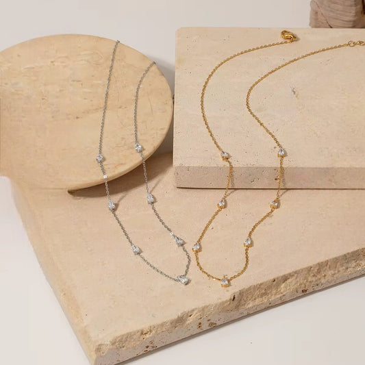 Stålhalsband med CZ 41+5 cm