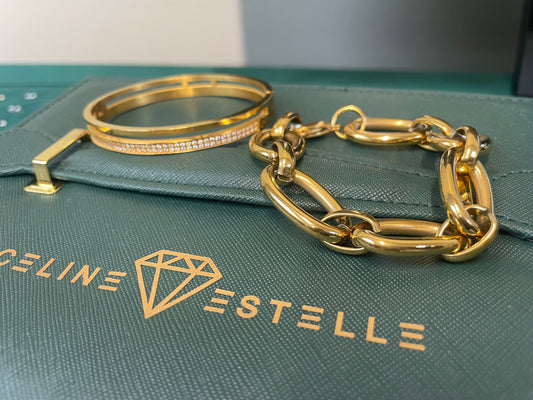 Stålarmband med 18K förgyllning 20,5 cm