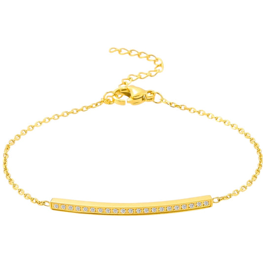 Stålarmband med 18K förgyllning och CZ 15+4 cm