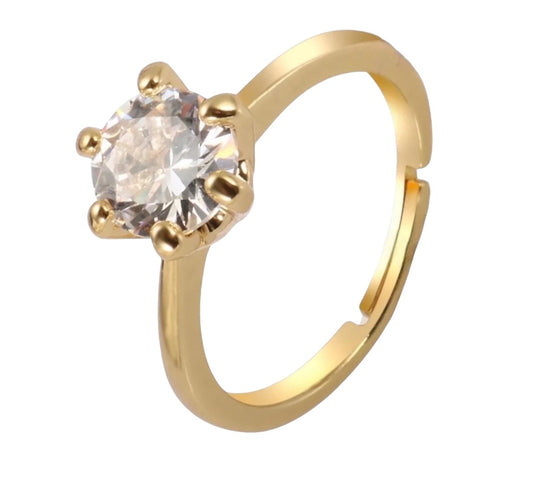 Stålring med 18K förgyllning och CZ - Reglerbar