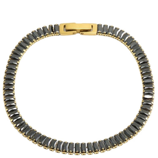 Stålarmband med 18K förgyllning och CZ 17 cm (6MM)