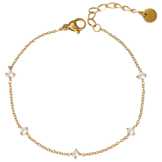 Stålarmband med 18K förgyllning och CZ 16+3 cm