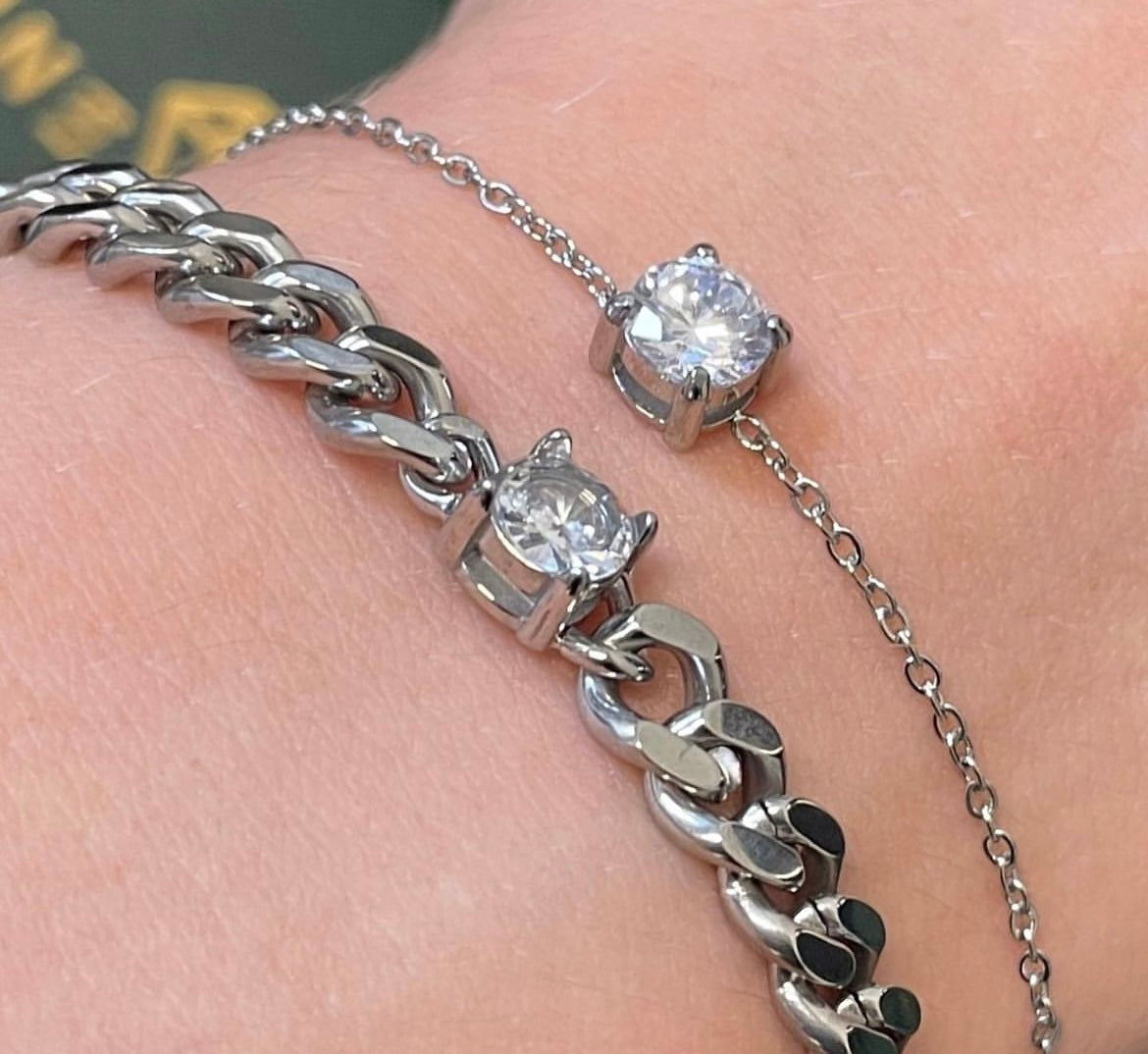 Stålarmband med CZ 16+5 cm