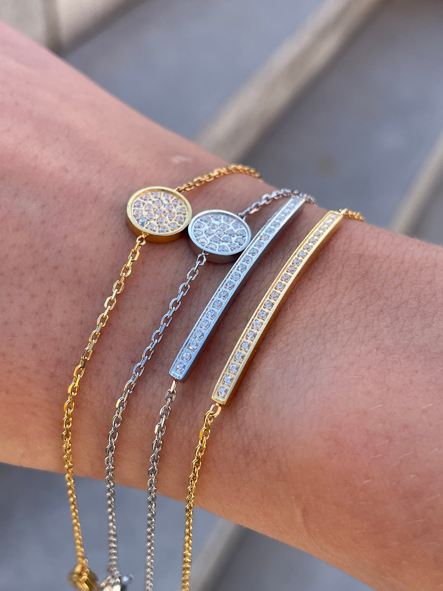 Stålarmband med CZ 15+4 cm