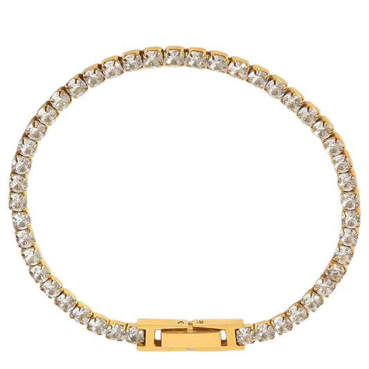 Stålarmband med 18K förgyllning och CZ 17,5 cm (3MM)