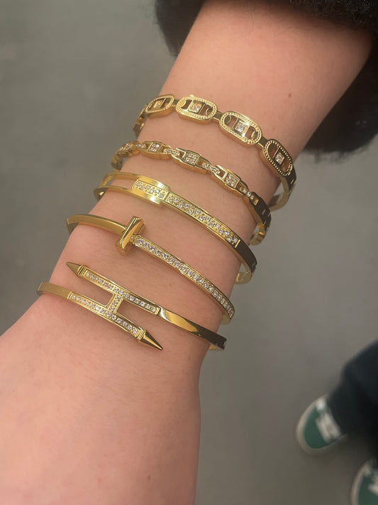 Stålarmband med 18K förgyllning och CZ 5MM