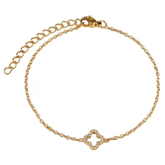 Stålarmband med 18K förgyllning och CZ 16+4 cm