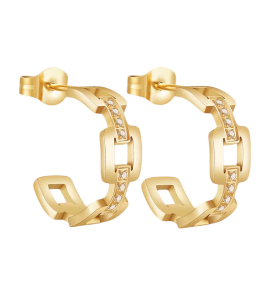 Stålörhängen med 18K förgyllning och CZ 17MM