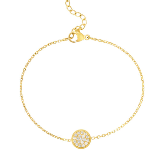 Stålarmband med 18K förgyllning och CZ 15+4 cm