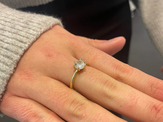 Stålring med 18K förgyllning och CZ - Reglerbar