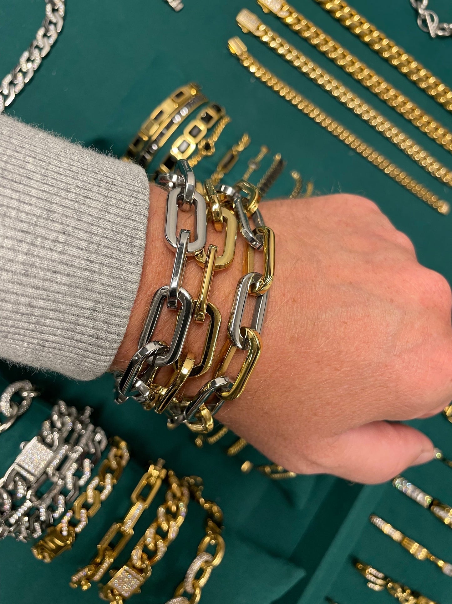 Stålarmband med 18K förgyllning 20 cm