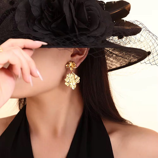 Stålörhängen med 18K förgyllning 48MM / 29MM