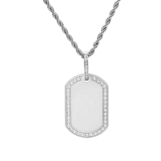 Stålhalsband med CZ 40+5 cm