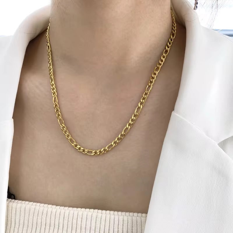 Stålhalsband med 18K förgyllning 42+5 cm