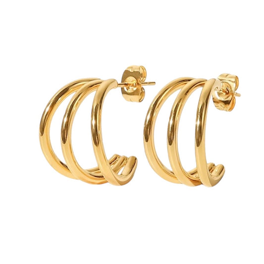 Stålörhängen med 18K förgyllning 19MM / 14MM