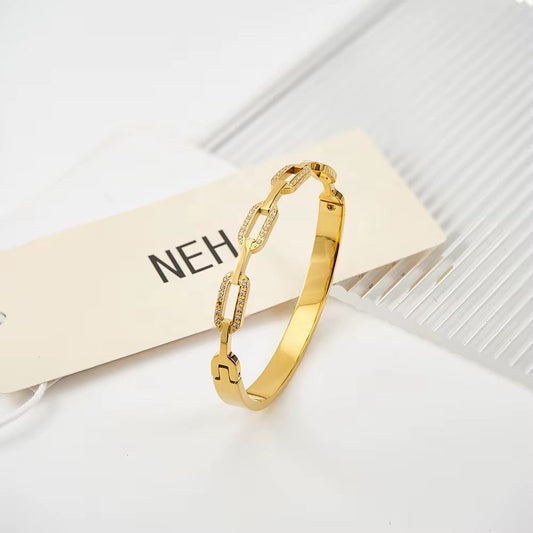 Stålarmband med 18K förgyllning och CZ 6MM