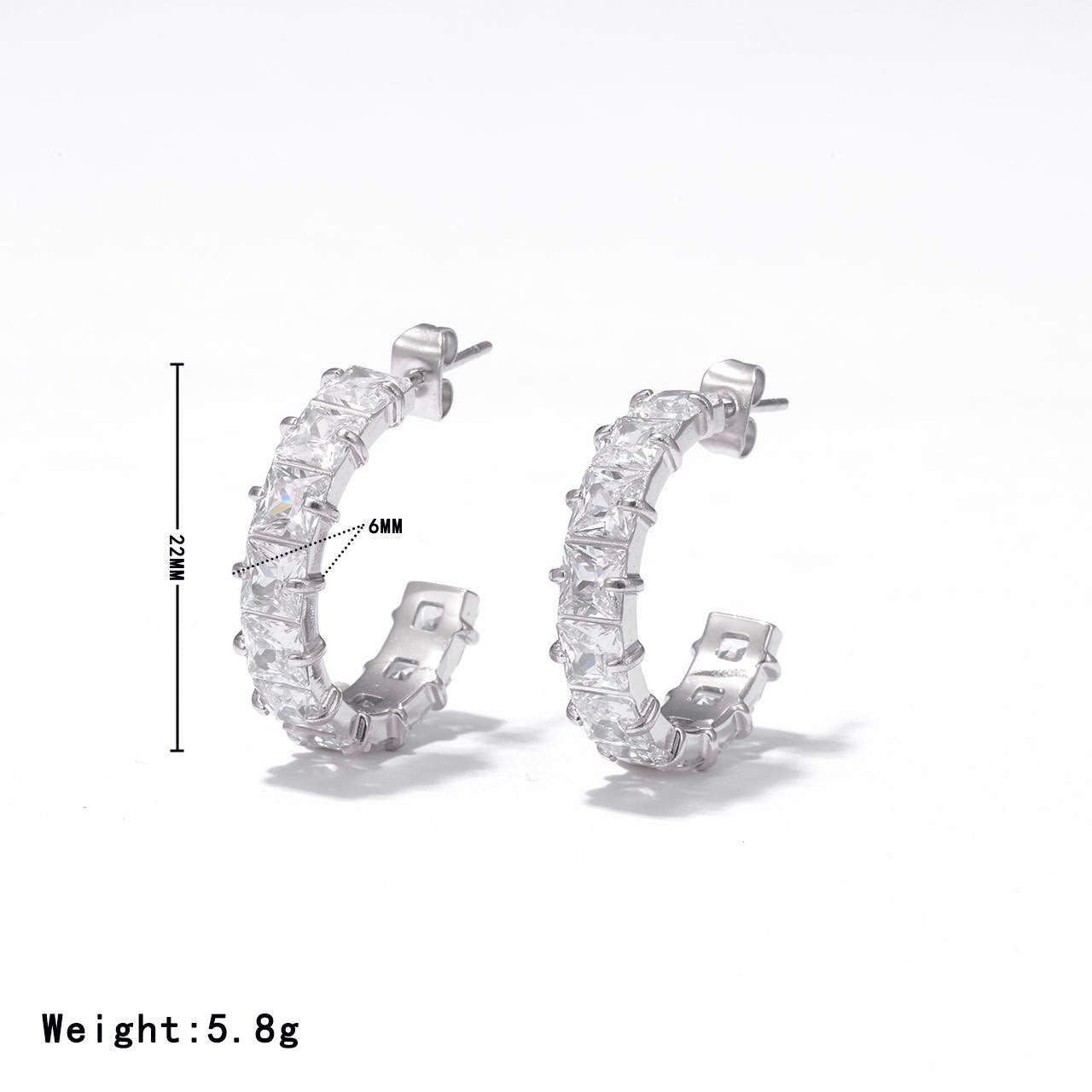 Stålörhängen med CZ 22MM / 6MM