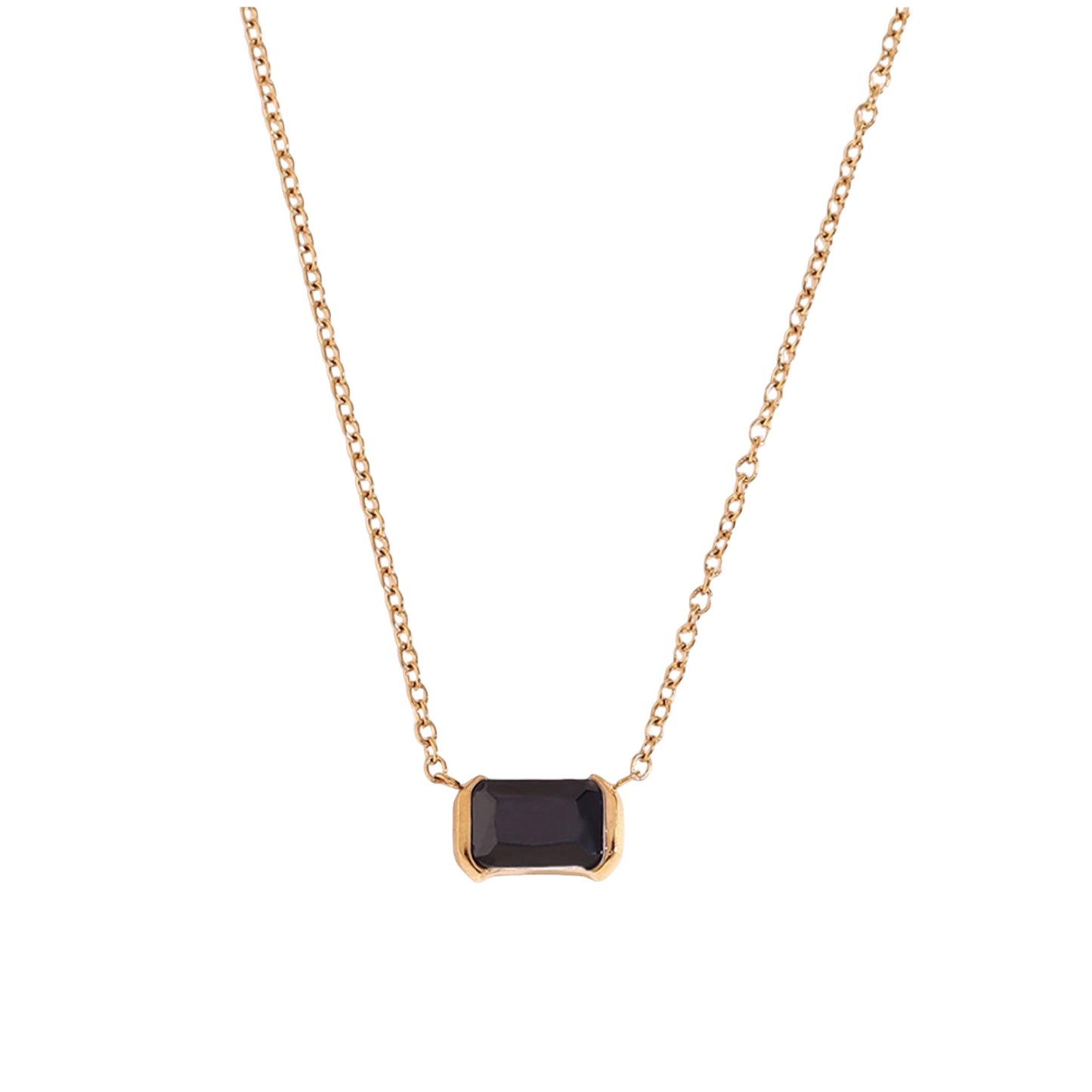 Stålhalsband med 18K förgyllning och CZ 40+5 cm