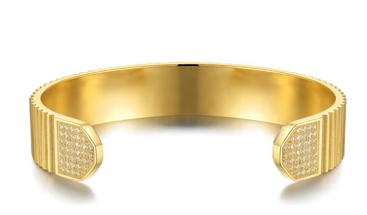 Stålarmband med 18K förgyllning och CZ 12MM - Reglerbar