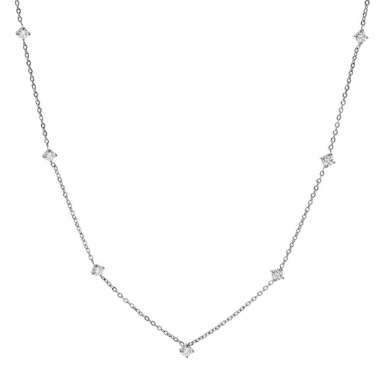 Stålhalsband med CZ 41+5 cm