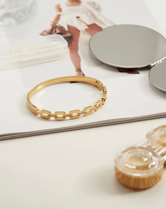 Stålarmband med 18K förgyllning och CZ 6MM