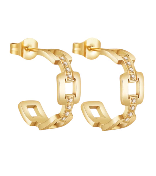 Stålörhängen med 18K förgyllning och CZ 17MM