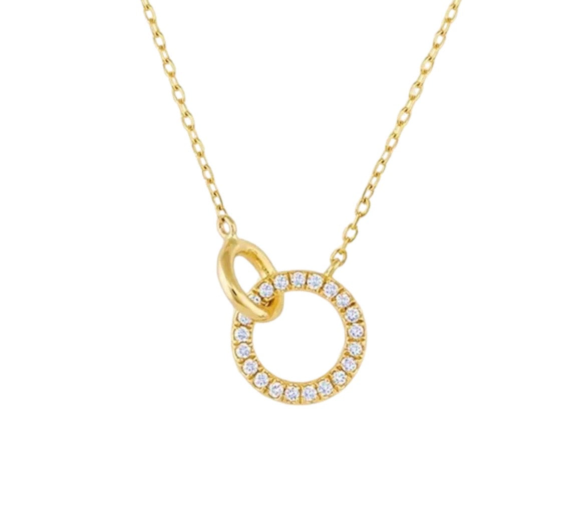 Stålhalsband med 18K förgyllning och CZ 42+5 cm