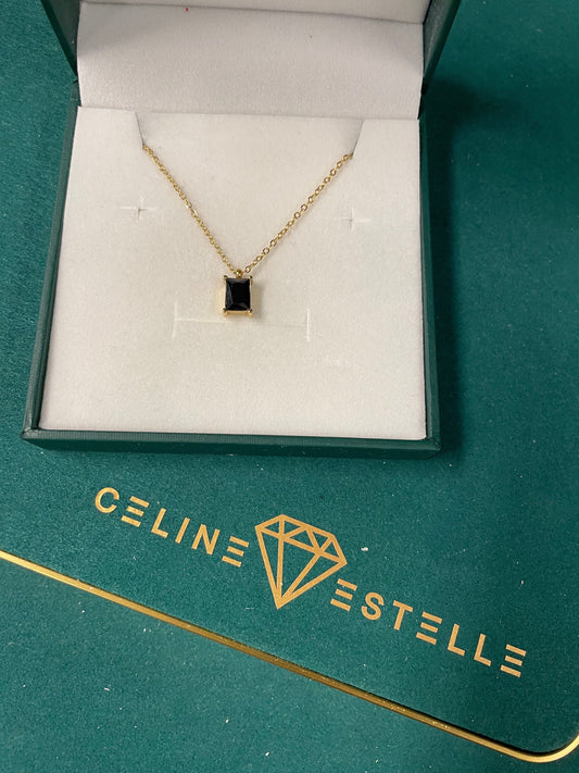 Stålhalsband med 18K förgyllning och CZ 40+5 cm