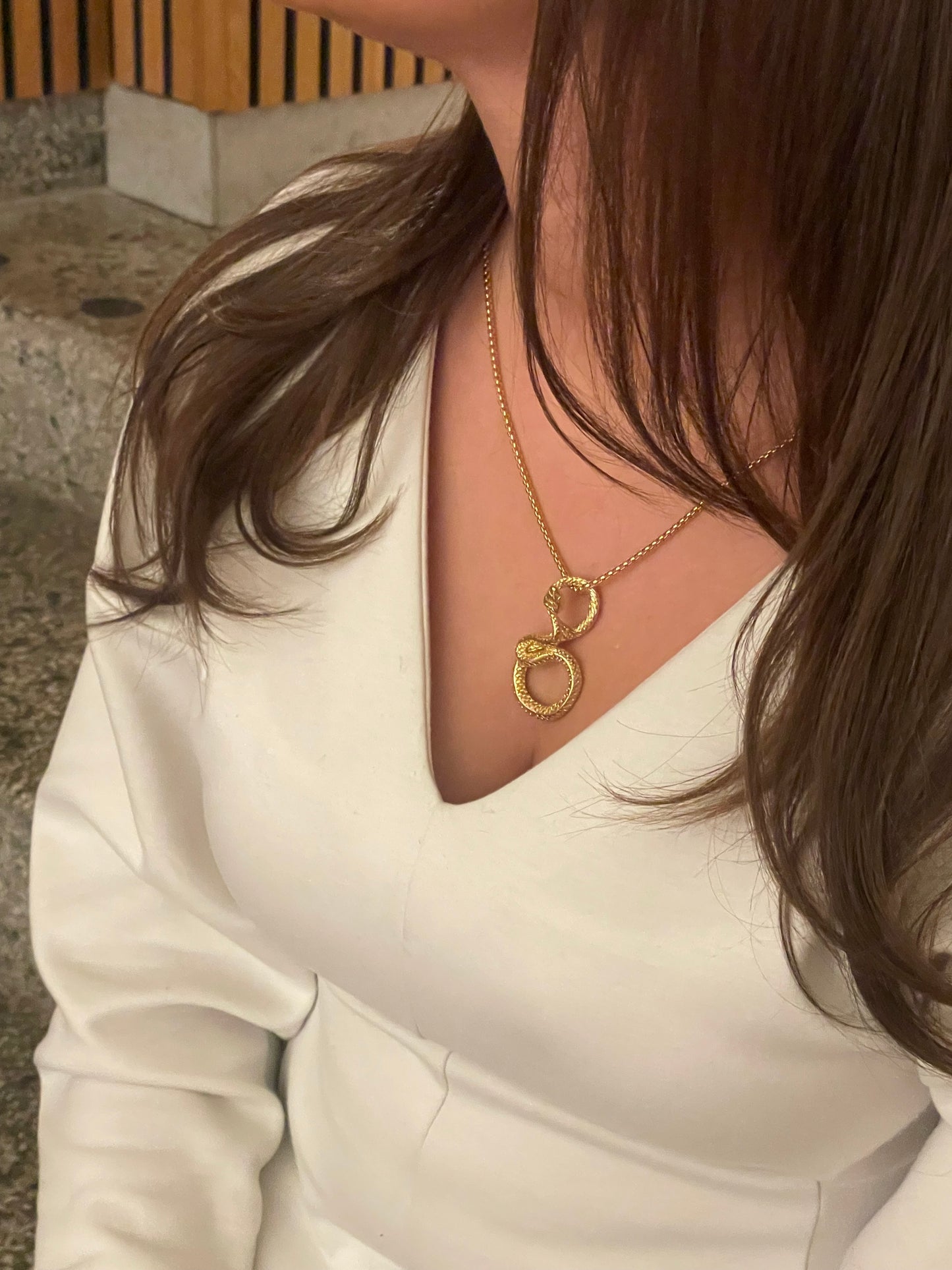 Stålhalsband med 18K förgyllning 60 cm