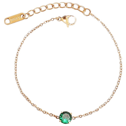 Stålarmband med 14K förgyllning och CZ 15+4 cm