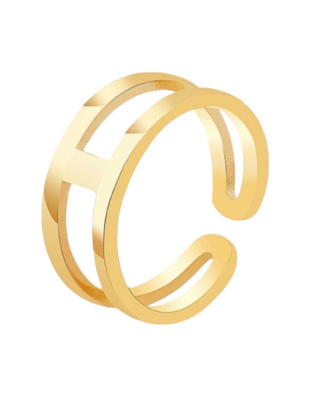 Stålring med 18K förgyllning - Reglerbar