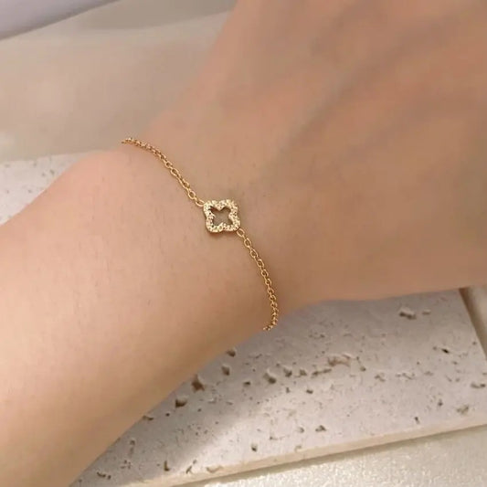 Stålarmband med 18K förgyllning och CZ 16+4 cm